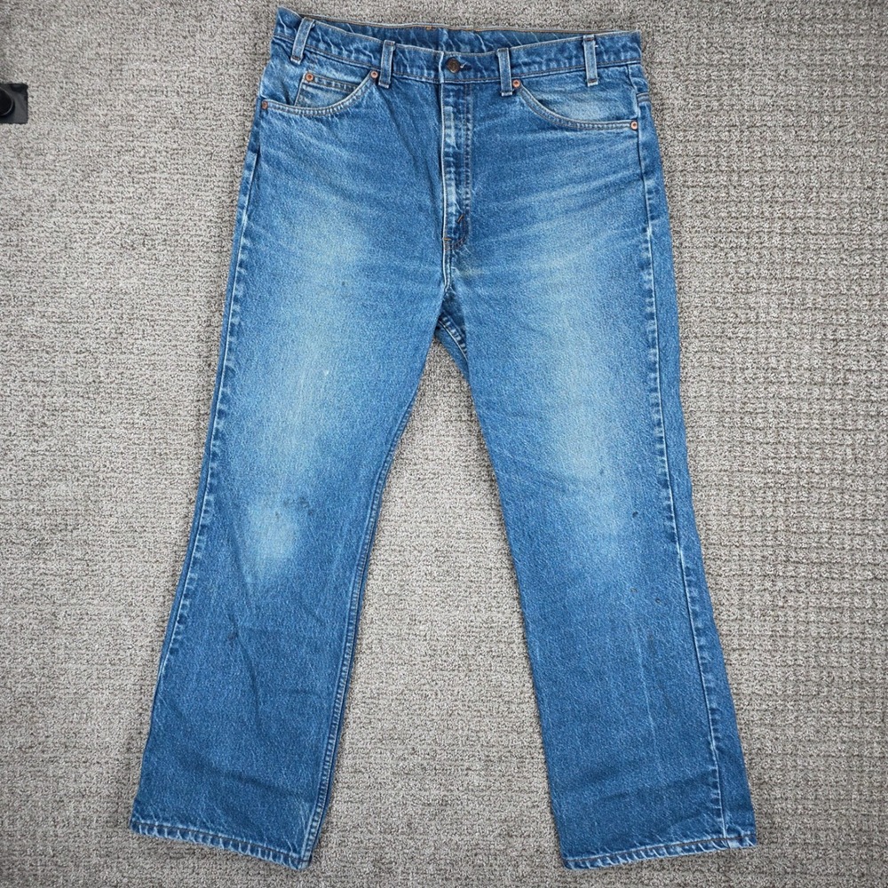 Vintage Levis 517 Orange Tab Mens 38x30 Blue Denim Bootcut Jeans Made in USA 90s